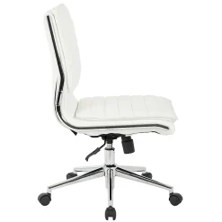 Office Star™ Pro-Line II™ SPX Armless Bonded Leather Mid-Back Chair, White/Chrome