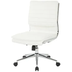 Office Star™ Pro-Line II™ SPX Armless Bonded Leather Mid-Back Chair, White/Chrome