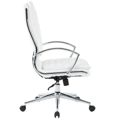 Office Star™ Pro-Line II™ SPX Bonded Leather High-Back Chair, White/Chrome