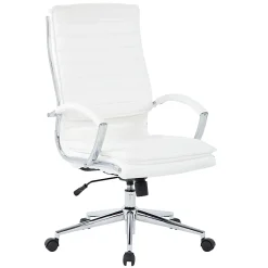 Office Star™ Pro-Line II™ SPX Bonded Leather High-Back Chair, White/Chrome