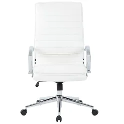 Office Star™ Pro-Line II™ SPX Bonded Leather High-Back Chair, White/Chrome
