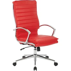Office Star™ Pro-Line II™ SPX Bonded Leather High-Back Chair, Red/Chrome