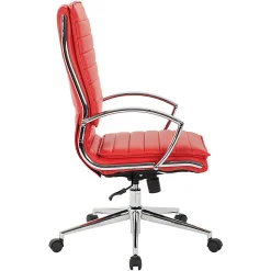 Office Star™ Pro-Line II™ SPX Bonded Leather High-Back Chair, Red/Chrome