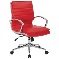 Office Star™ Pro-Line II™ SPX Bonded Leather Mid-Back Chair, Red/Chrome