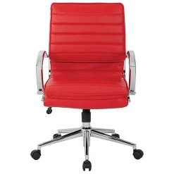 Office Star™ Pro-Line II™ SPX Bonded Leather Mid-Back Chair, Red/Chrome