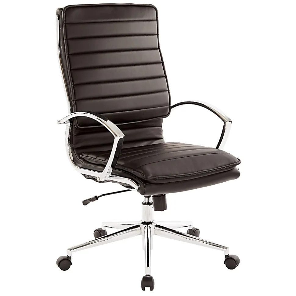 Office Star™ Pro-Line II™ SPX Bonded Leather High-Back Chair, Black/Chrome