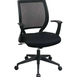 Office Star™ Screen-Back Chair With Fixed Arms, Black