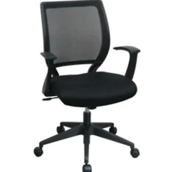Office Star™ Screen-Back Chair With Fixed Arms, Black