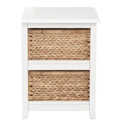 Office Star Seabrook Drawer Storage Unit, 2-Tier, 2 Drawers, 21-1/4” x 16-1/2”, White/Natural