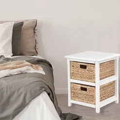 Office Star Seabrook Drawer Storage Unit, 2-Tier, 2 Drawers, 21-1/4” x 16-1/2”, White/Natural