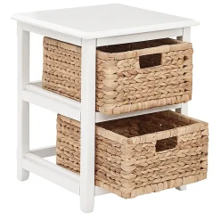 Office Star Seabrook Drawer Storage Unit, 2-Tier, 2 Drawers, 21-1/4” x 16-1/2”, White/Natural