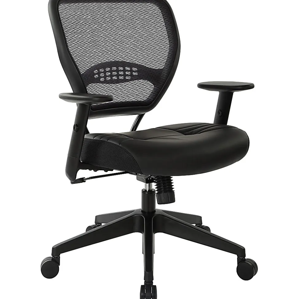 Office Star™ Space Seating Bonded Leather Mid-Back Chair, Black