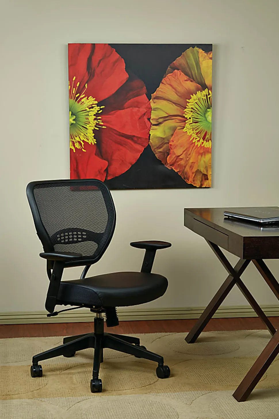 Office Star™ Space Seating Bonded Leather Mid-Back Chair, Black