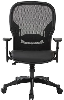 Office Star™ Space Seating Bonded Leather/Mesh High-Back Chair, Black/Gunmetal