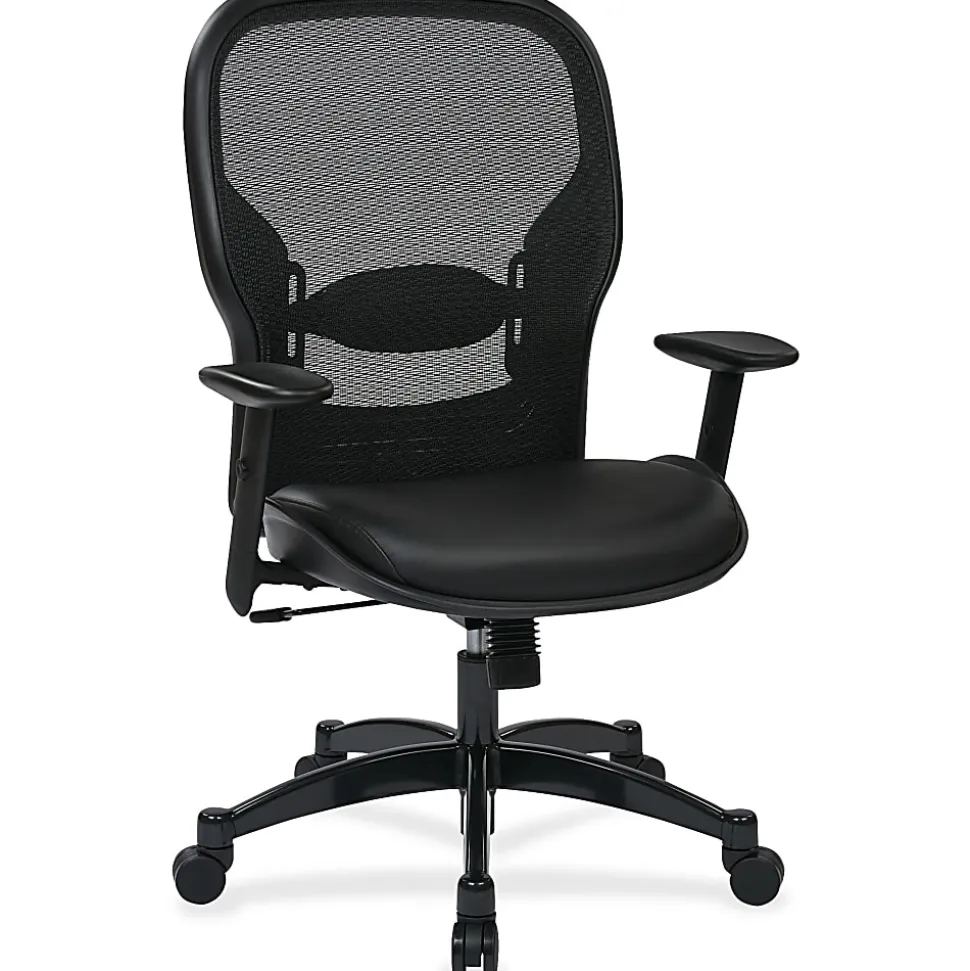 Office Star™ Space Seating Bonded Leather/Mesh High-Back Chair, Black/Gunmetal