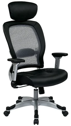 Office Star™ SPACE Seating Professional Ergonomic Light Air Grid® High-Back Chair, Black/Platinum