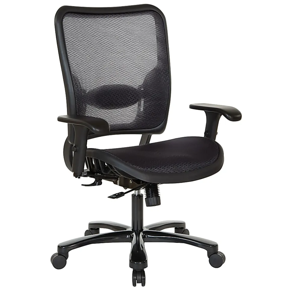Office Star™ Space Seating 75 Series Ergonomic Air Grid® Mid-Back Big And Tall Chair, Black