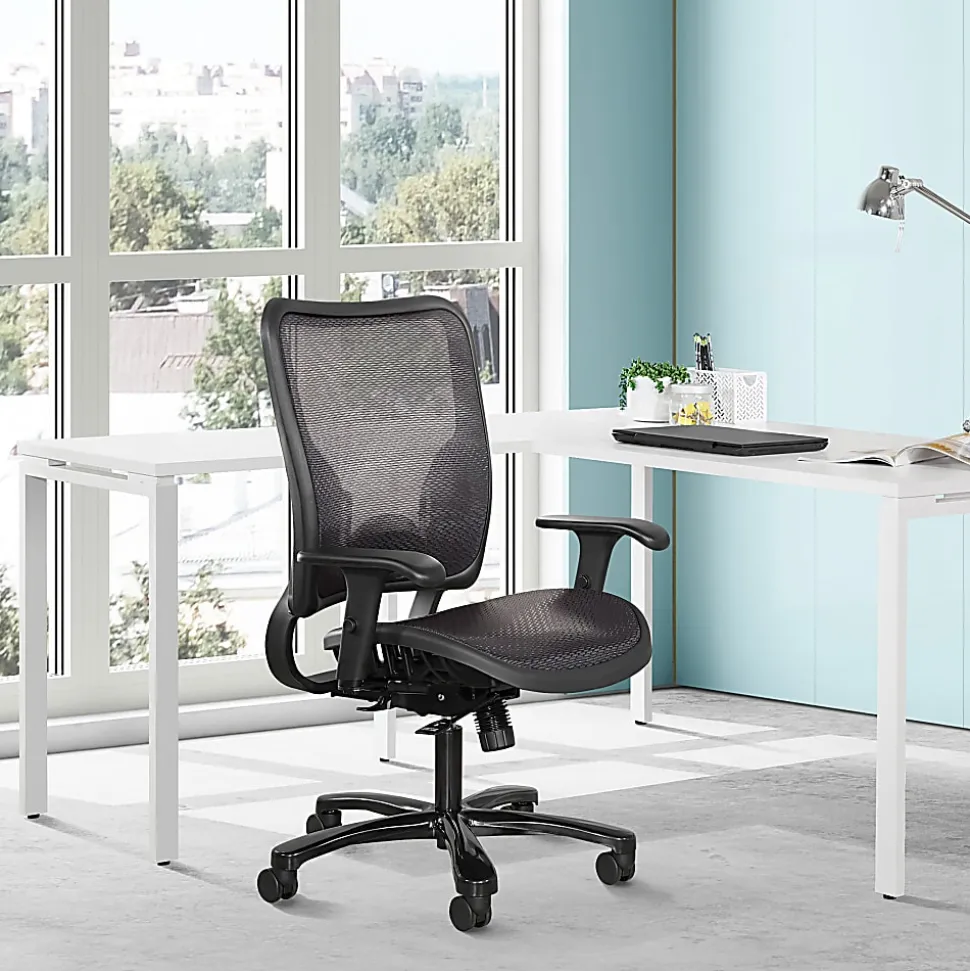 Office Star™ Space Seating 75 Series Ergonomic Air Grid® Mid-Back Big And Tall Chair, Black