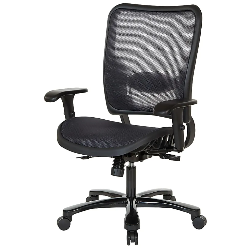 Office Star™ Space Seating 75 Series Ergonomic Air Grid® Mid-Back Big And Tall Chair, Black