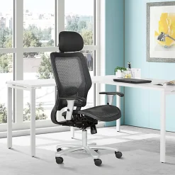 Office Star™ Space Seating 63 Series Air Grid Big And Tall Ergonomic Chair, Black/Silver