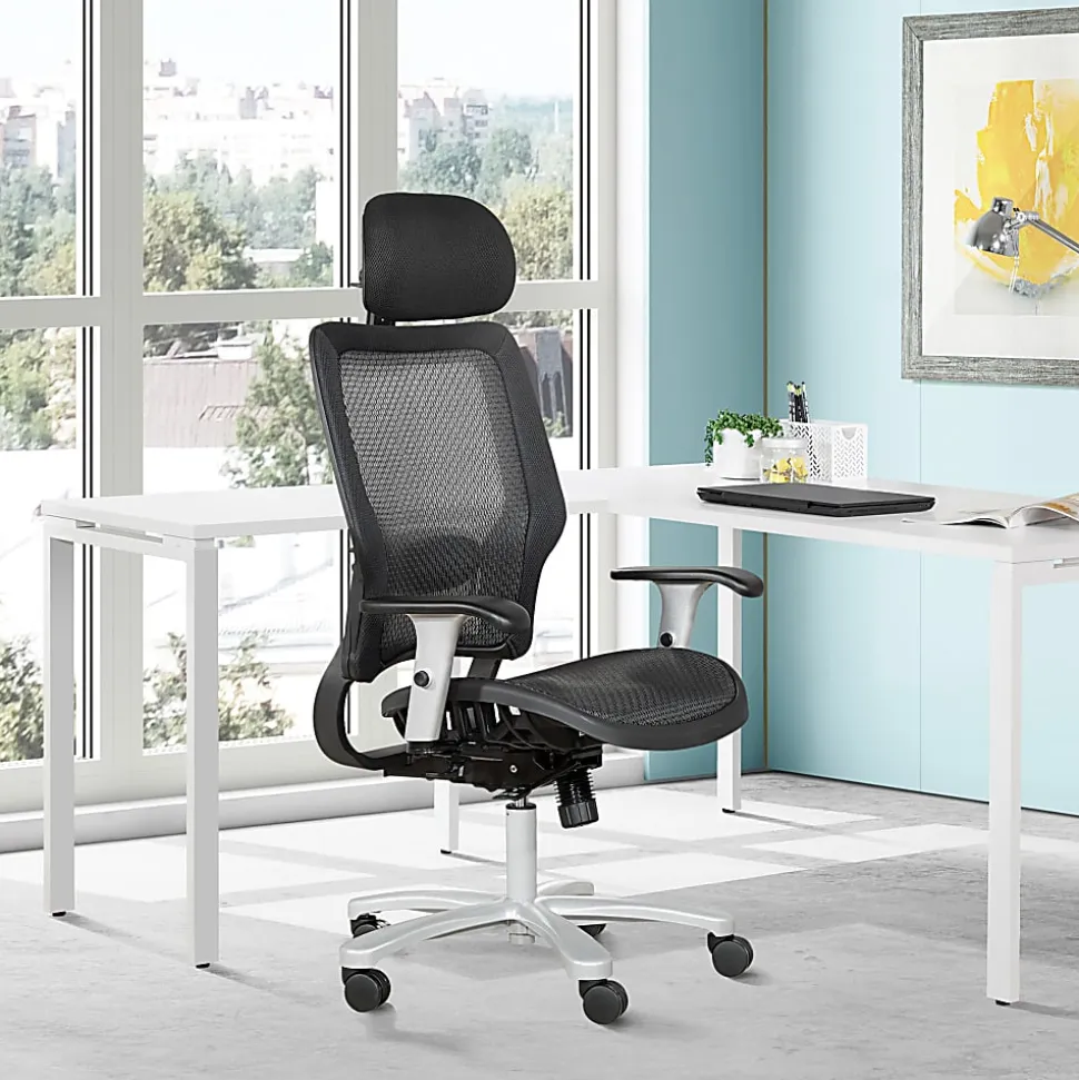 Office Star™ Space Seating 63 Series Air Grid Big And Tall Ergonomic Chair, Black/Silver