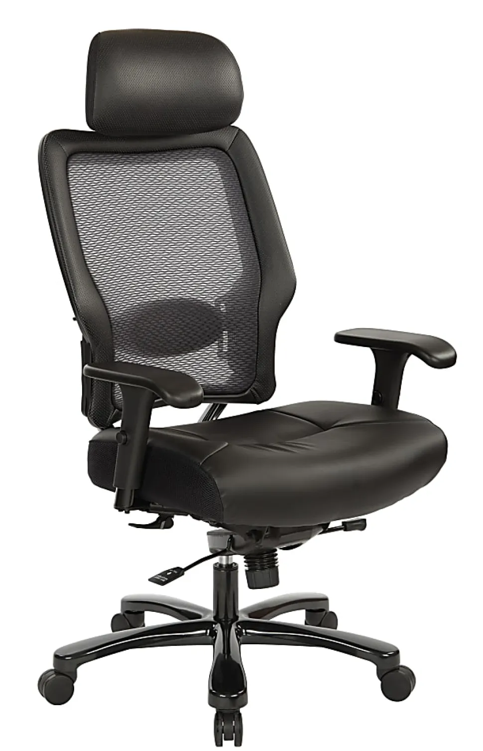 Office Star™ Space Seating 63 Series Bonded Leather Executive Big And Tall High-Back Chair With Headrest, Black