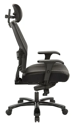 Office Star™ Space Seating 63 Series Bonded Leather Executive Big And Tall High-Back Chair With Headrest, Black