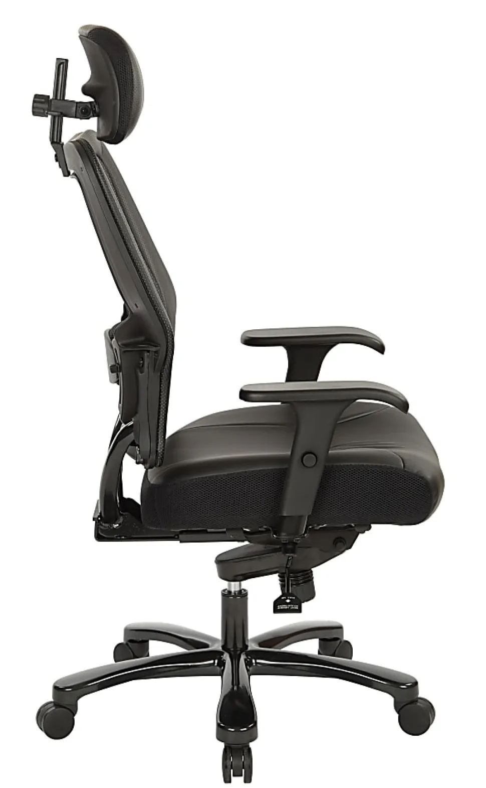 Office Star™ Space Seating 63 Series Bonded Leather Executive Big And Tall High-Back Chair With Headrest, Black