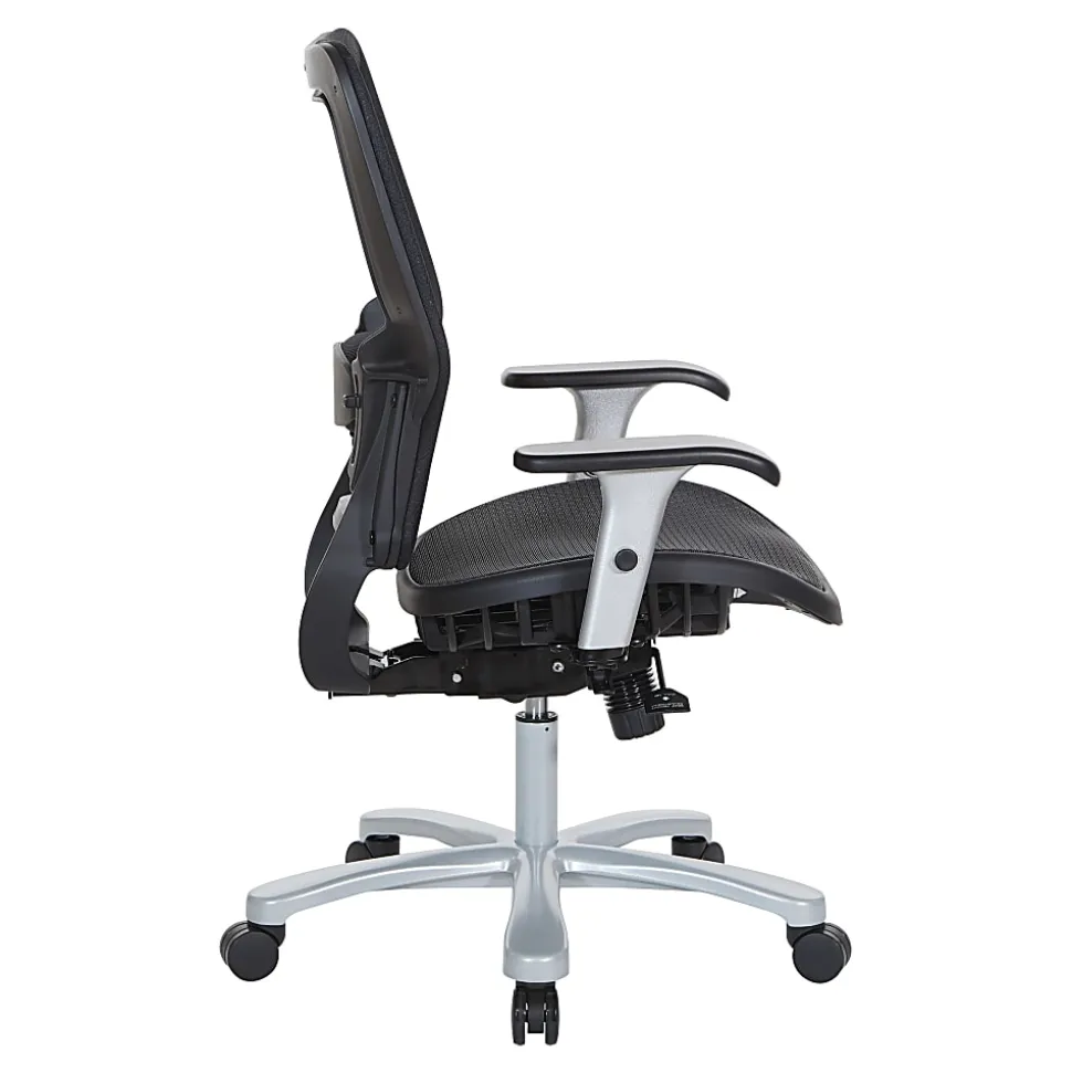 Office Star™ Space Seating 63 Series Ergonomic Air Grid Mid-Back Big And Tall Chair, Black/Silver