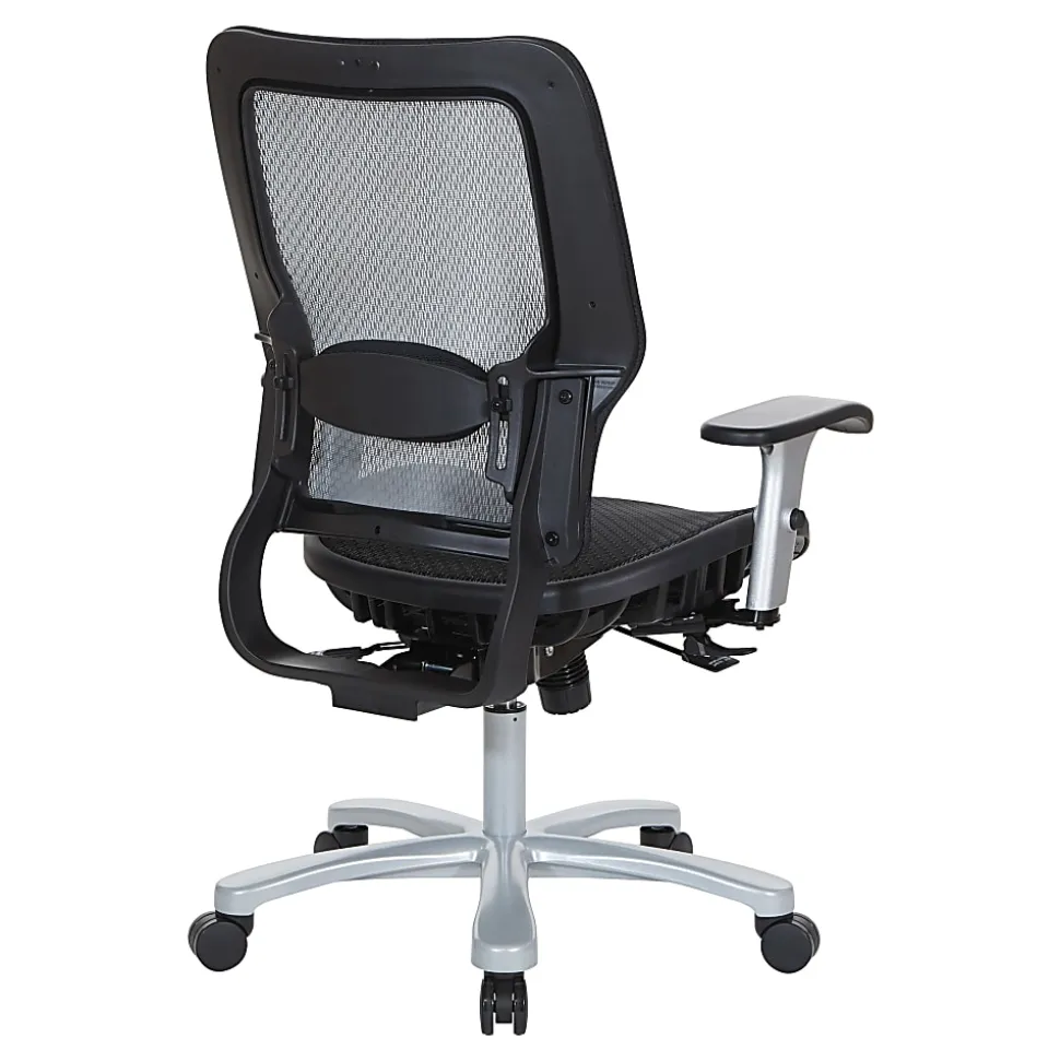 Office Star™ Space Seating 63 Series Ergonomic Air Grid Mid-Back Big And Tall Chair, Black/Silver