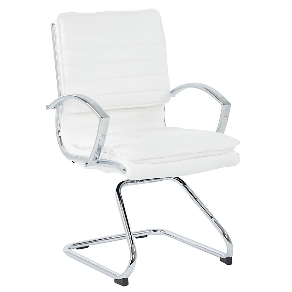 Office Star™ SPX23595C Faux Leather Mid-Back Guest Chair, White