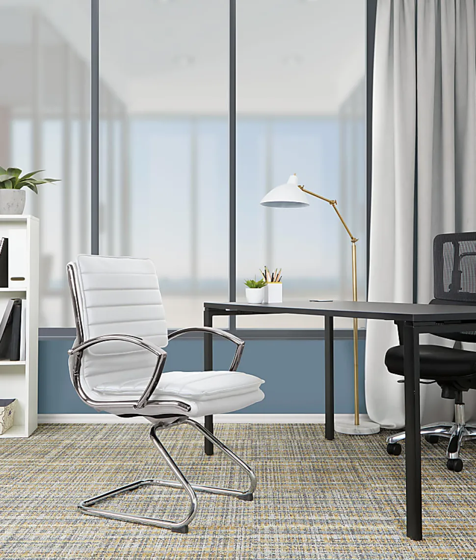 Office Star™ SPX23595C Faux Leather Mid-Back Guest Chair, White