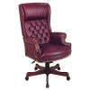 Office Star™ Traditional Ergonomic High-Back Chair With Built-In Headrest, Oxblood Burgundy/Mahogany