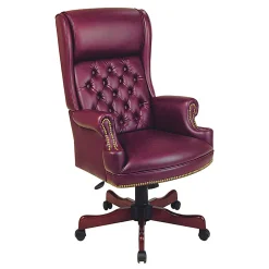 Office Star™ Traditional Ergonomic High-Back Chair With Built-In Headrest, Oxblood Burgundy/Mahogany