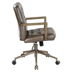 Office Star Waltham Faux Leather High-Back Executive Office Chair, Chocolate