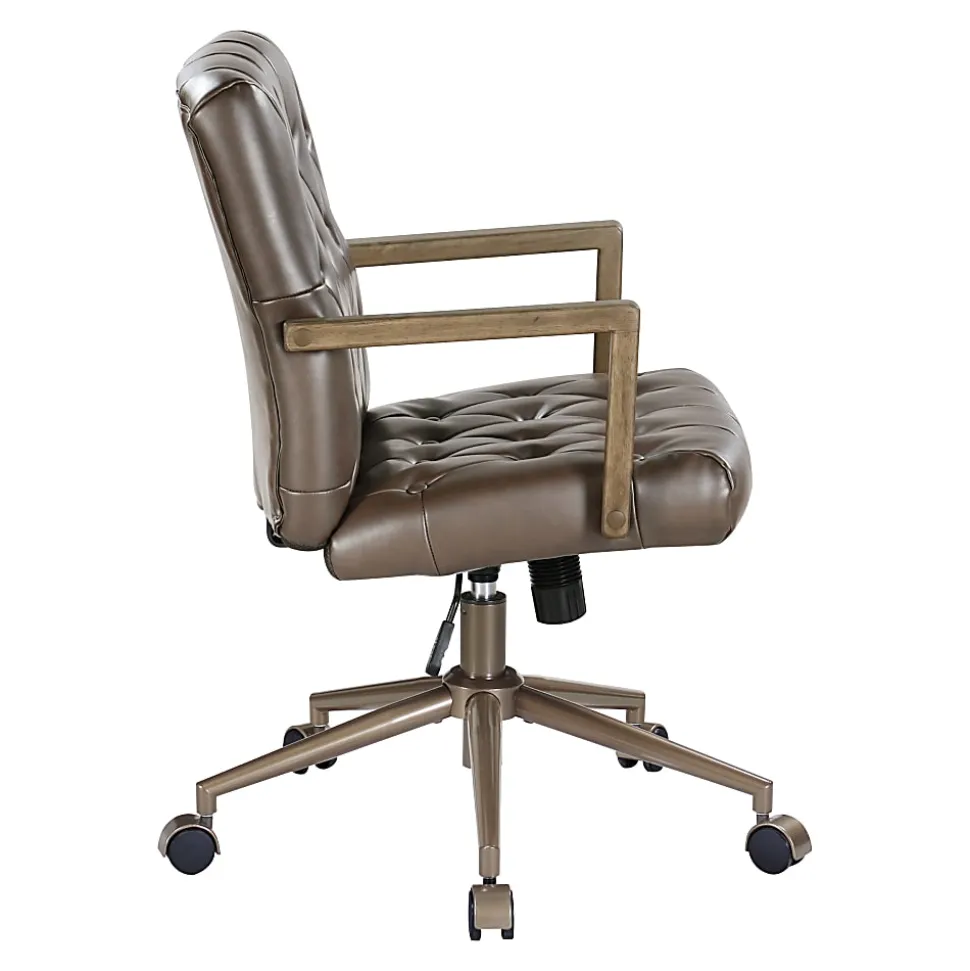 Office Star Waltham Faux Leather High-Back Executive Office Chair, Chocolate