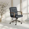 Office Star Waltham Faux Leather High-Back Executive Office Chair, Black