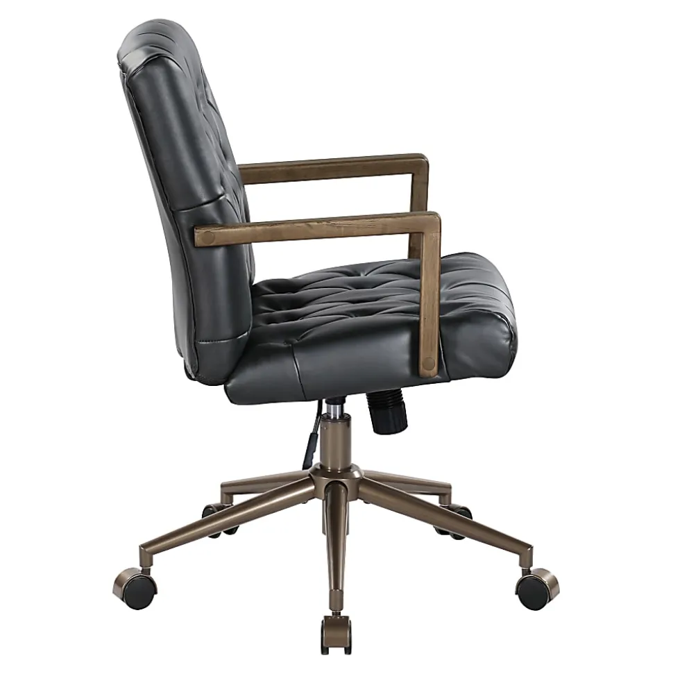 Office Star Waltham Faux Leather High-Back Executive Office Chair, Black