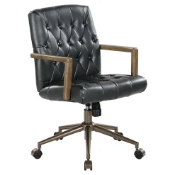 Office Star Waltham Faux Leather High-Back Executive Office Chair, Black
