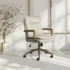 Office Star Woodlands Faux Leather High-Back Executive Office Chair, Taupe