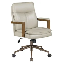 Office Star Woodlands Faux Leather High-Back Executive Office Chair, Taupe