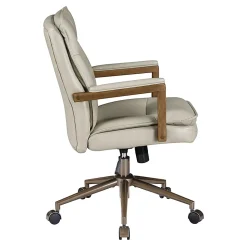 Office Star Woodlands Faux Leather High-Back Executive Office Chair, Taupe