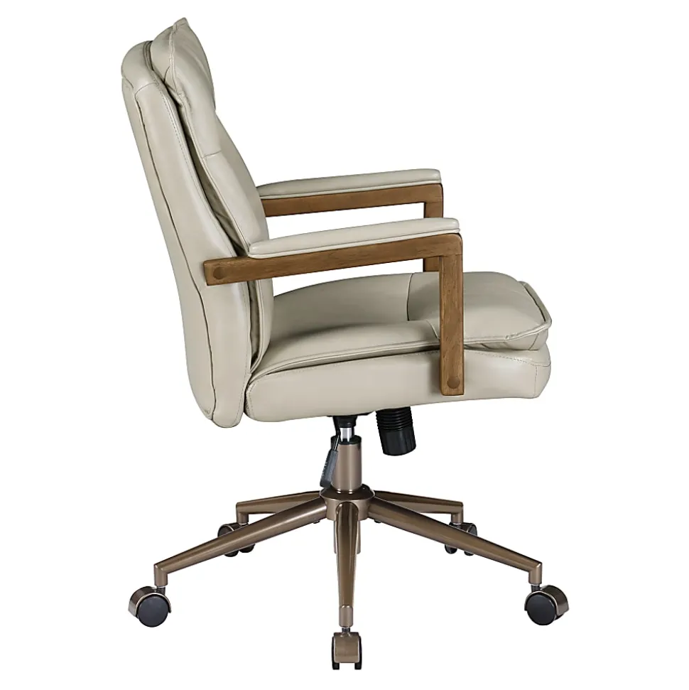 Office Star Woodlands Faux Leather High-Back Executive Office Chair, Taupe