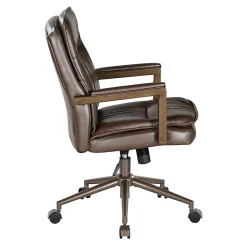 Office Star Woodlands Faux Leather High-Back Executive Office Chair, Chocolate