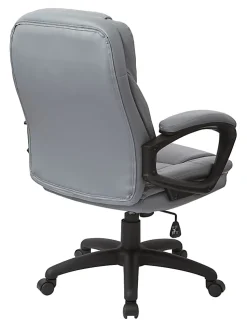 Office Star™ Work Smart™ Faux Leather High-Back Chair, Charcoal/Black