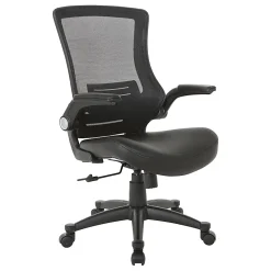 Office Star™ Work Smart Faux Leather Screen-Back Manager Chair, Flip Arms, Black