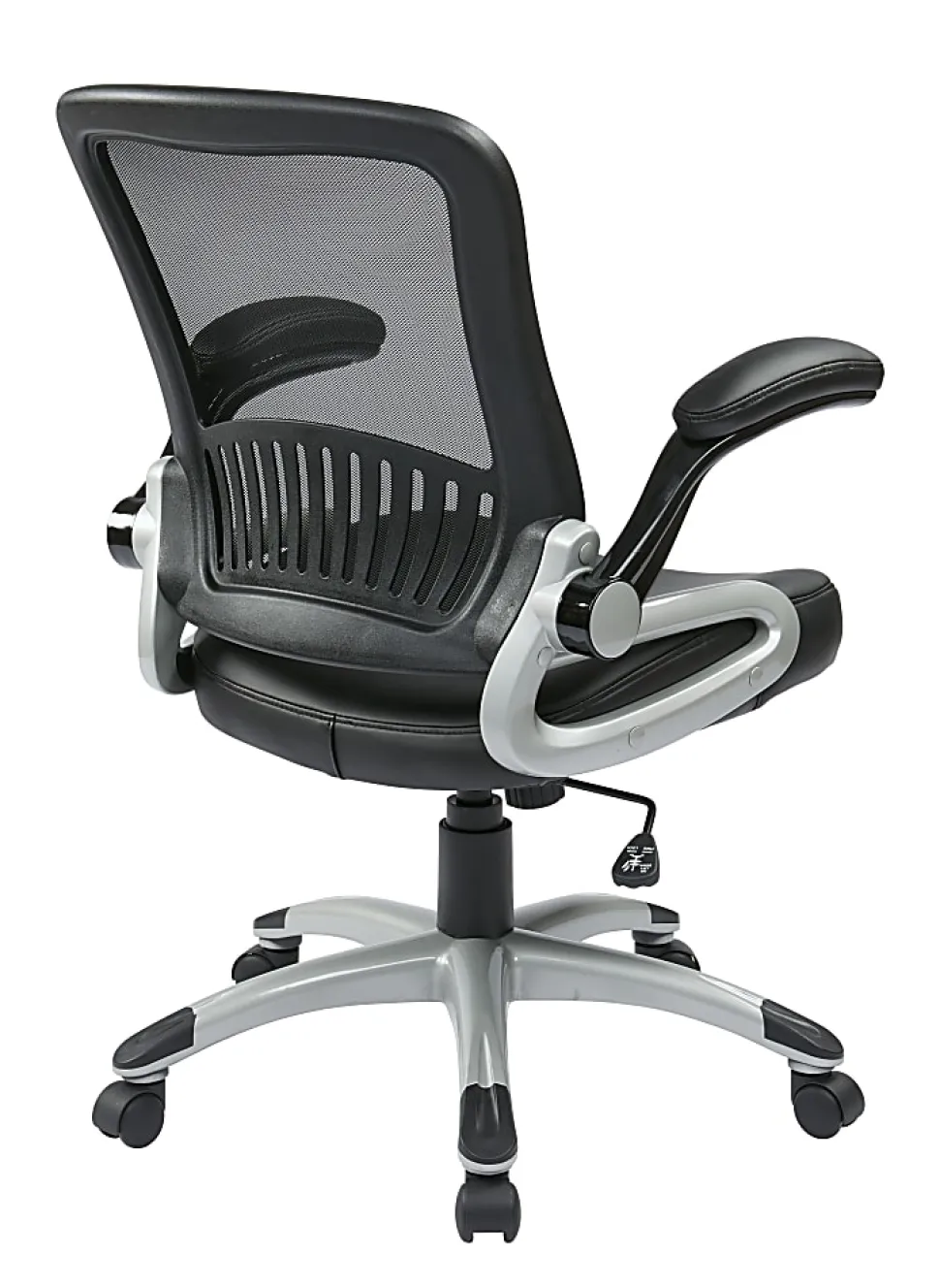 Office Star™ Work Smart™ Faux Leather/Mesh Mid-Back Chair, Black/Silver
