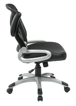 Office Star™ Work Smart™ Faux Leather/Mesh Mid-Back Chair, Black/Silver