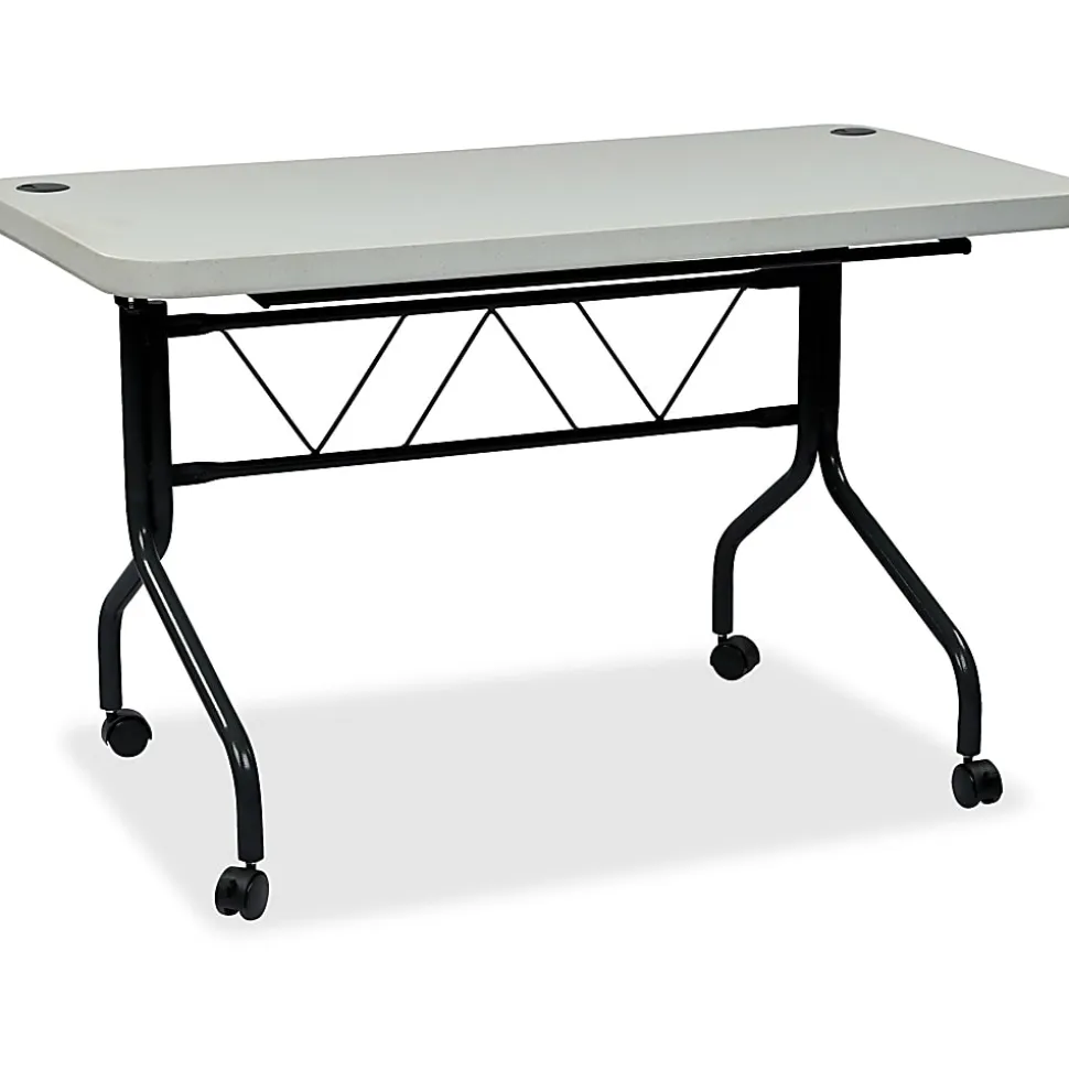 Office Star™ Work Smart Resin Multi-Purpose Flip Table With Locking Casters, 29-1/4"H x 47-3/4"W x 24"D