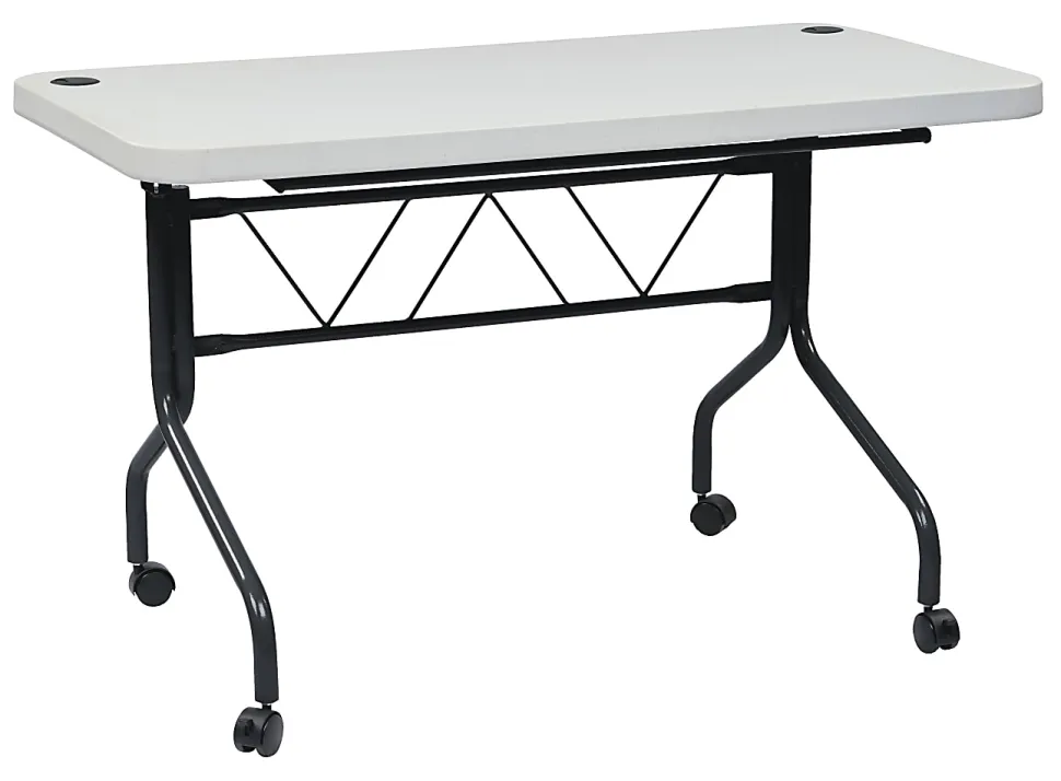 Office Star™ Work Smart Resin Multi-Purpose Flip Table With Locking Casters, 29-1/4"H x 47-3/4"W x 24"D